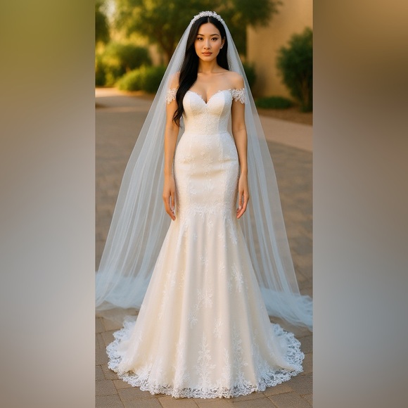 Elegant White double layered Bridal Veil with comb - Picture 1 of 8